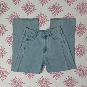 GRL Front Slit High-waisted Denim Pants